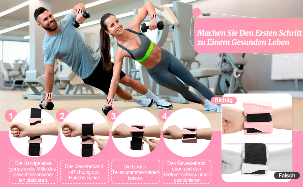 Набір манжет для ваги 2 шт. (0,46 кг кожна), регульовані ваги для зап'ястя, фітнес-браслети з вагою, ваги для ніг для танців, балету, пілатесу, кардіо, аеробіки, ходьби, зелені (рожеві)