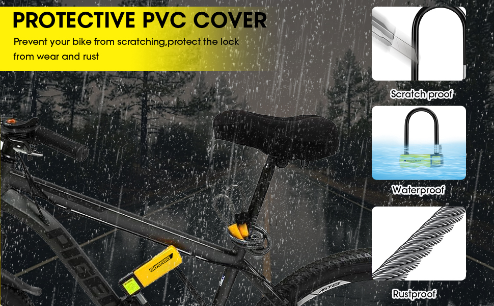 Замок U-Lock для електросамокатів та велосипедів, 1,2 м/10 мм кабель, 3 ключі, захист від крадіжок