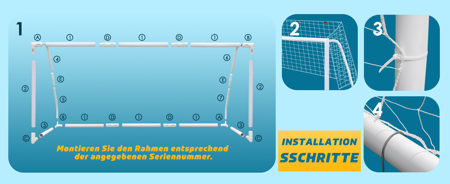 Ворота ORIENTOOLS 6x4 фути для дітей, ПВХ-стовп, товста сітка