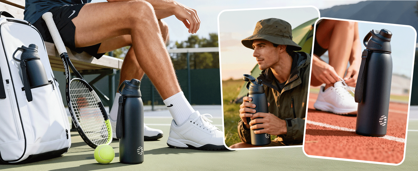Фляга спортивна Fjbottle Edelstahl 1 л з магнітною кришкою, BPA-free, чорна - пляшка для води, школи, фітнесу