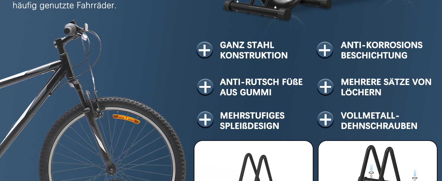 Підставка для велосипеда на підлозі, сталева, регульована, для гірського та шосейного велосипеда