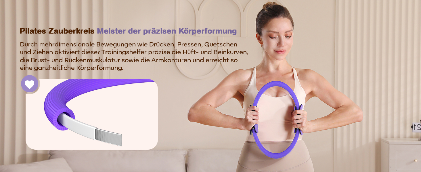 Набір для пілатесу 13 шт: кільце 13', фітбол 10' та еластичні стрічки для жінок. Комплект обладнання для пілатесу для початківців, фітнес-стрічки та аксесуари. Violett