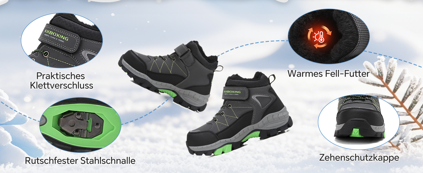 Зимові черевики TARELO для дітей, непромокаючі зимові черевики, черевики для снігу, унісекс, утеплені туристичні черевики, сірі, розмір 32-39