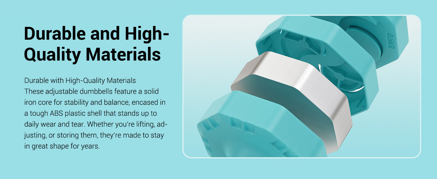 Набір гантелей Yoleo регульовані 2/4 шт. для дому, 2 кг, 3 кг, 4 кг, 5 кг, з м'яким TPU-покриттям, для тренувань всього тіла (блакитні)