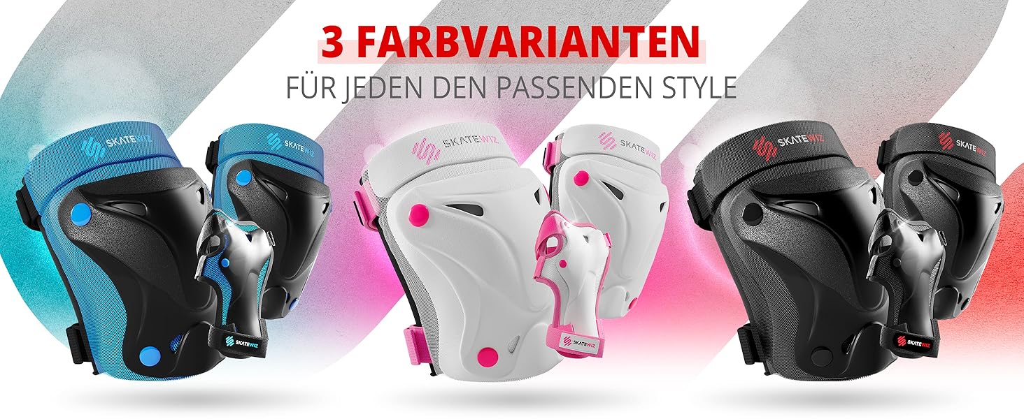 Набір захисту SKATEWIZ 6 шт. для дітей та дорослих - наколінники, налокітники, захист зап'ястків, чорний Protect-1 XS