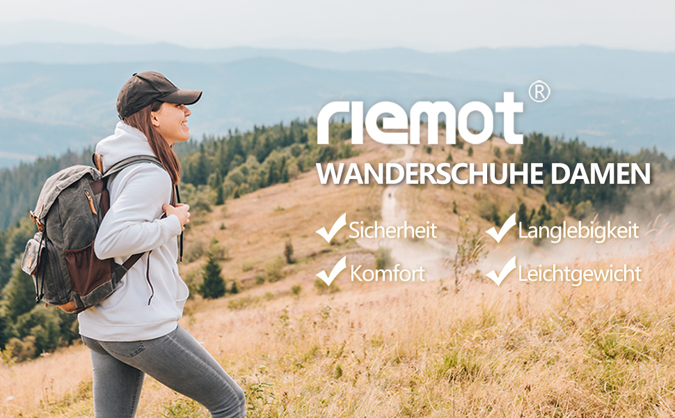 Чоловічі трекінгові півчеревики Riemot для хайкінгу та туризму (чорно-синій, 41 EU)