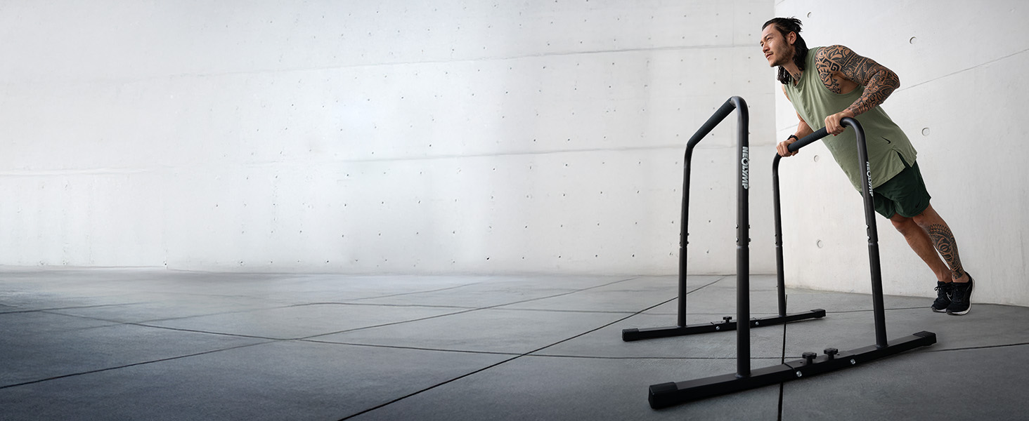 NEOLYMP Dip Barren для віджимань та зворотних віджимань – стійка для віджимань, 400 кг, з електронною книгою, регульована ширина, 90 см, антиковзні ніжки, для дому