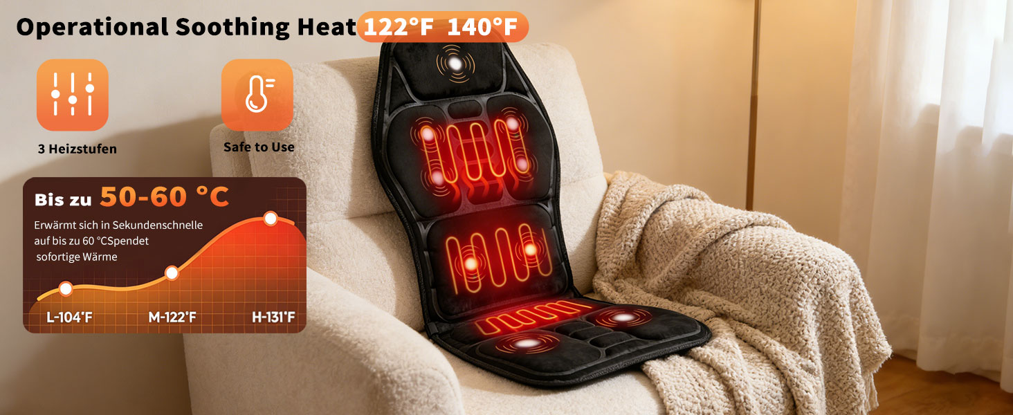 Електрична масажна подушка для спини та шиї з підігрівом та вібрацією. Масажна подушка для крісла, для дому та офісу