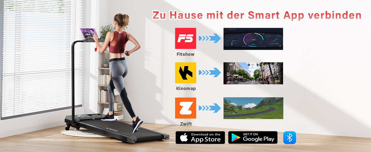 Біговий тренажер для дому з 3 рівнями нахилу, Walking Pad з APP, 2 в 1 складаний біговий тренажер до 12 км/год, під стіл, LED-дисплей та пульт керування, сірий