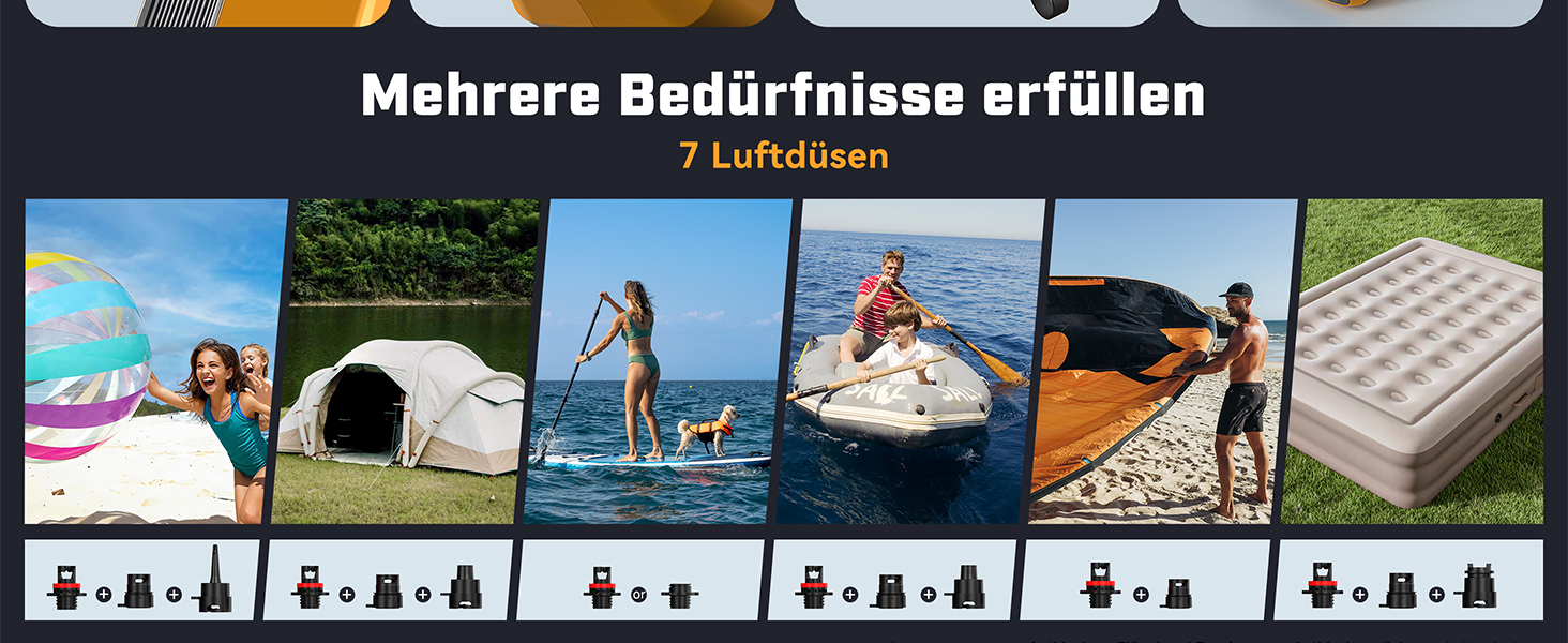 Електричний SUP насос Peakspeak 20PSI з акумулятором - перезаряджається, автоматичне надування/спускання, для SUP-дошок, каяків, наметів, матраців, помаранчевий