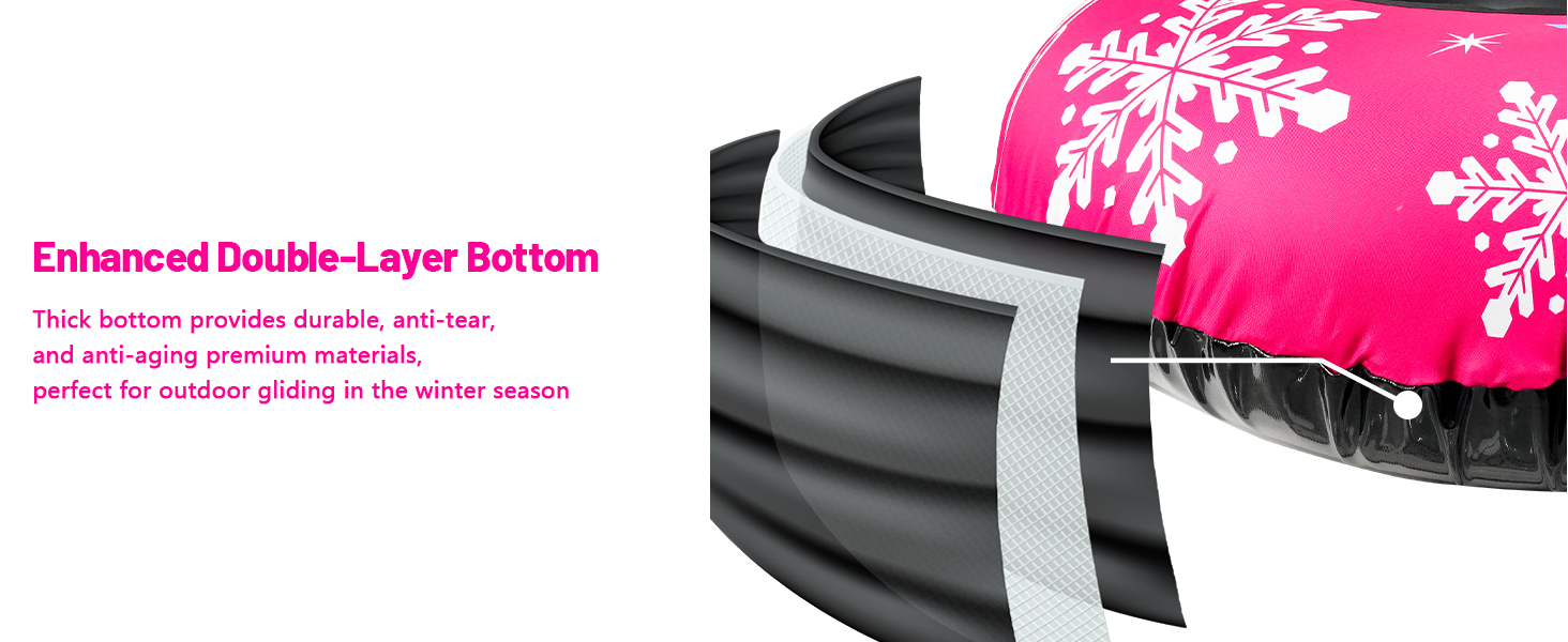 Надувний сніговий санки ZMLM, 120 см, для дорослих та дітей, міцний, з канвасовим покриттям, зимовий спорт, сімейний відпочинок (рожевий)