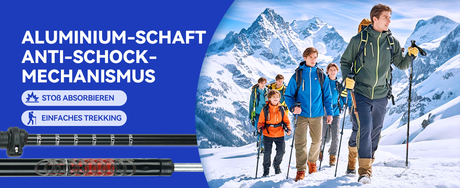 Телескопічні палиці для скандинавської ходьби та трекінгу, ультралегкі алюмінієві палиці для гірських походів з антишоковою системою, комплект 2 шт, чорні