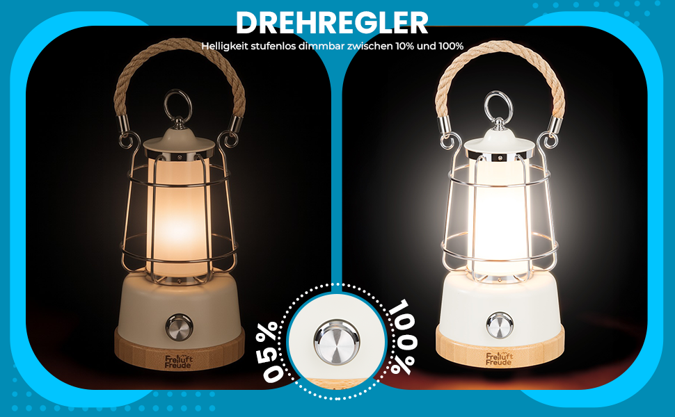 LED кемпінговий ліхтар на акумуляторі з Power Bank, 370lm, регулювання яскравості, USB зарядка, 2200-6500K, до 75 годин роботи, IP44, бамбук та льон