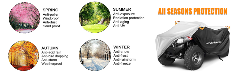 Водонепроникний чохол для квадроцикла Neverland Quad Abdeckplane XXXL (256x110x120 см) - Чорний, Срібний, Червоний