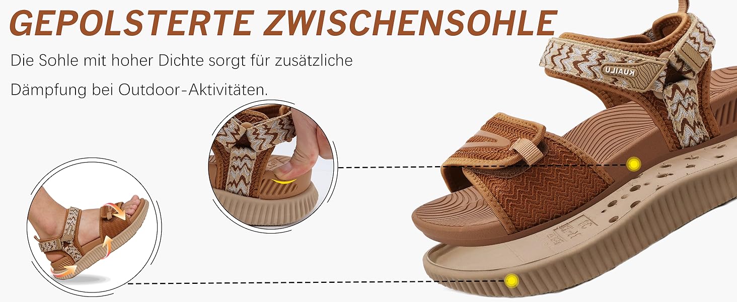 Зручні трекінгові сандалії KuaiLu для жінок: ортопедичні, для плоскостопія, піші прогулянки, літо, відкриті пальці, регульовані, чорний, коричневий