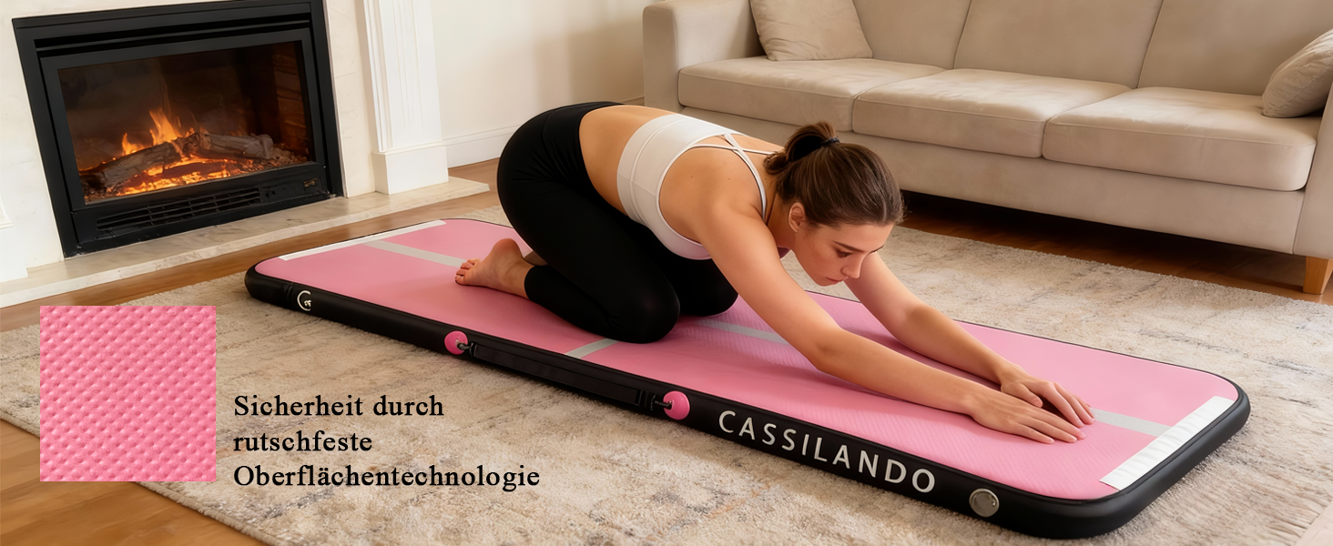 Airtrack CASSILANDO 300x100x10 см - Надувний мат для гімнастики, акробатики та йоги (М'ятний/Чорний)