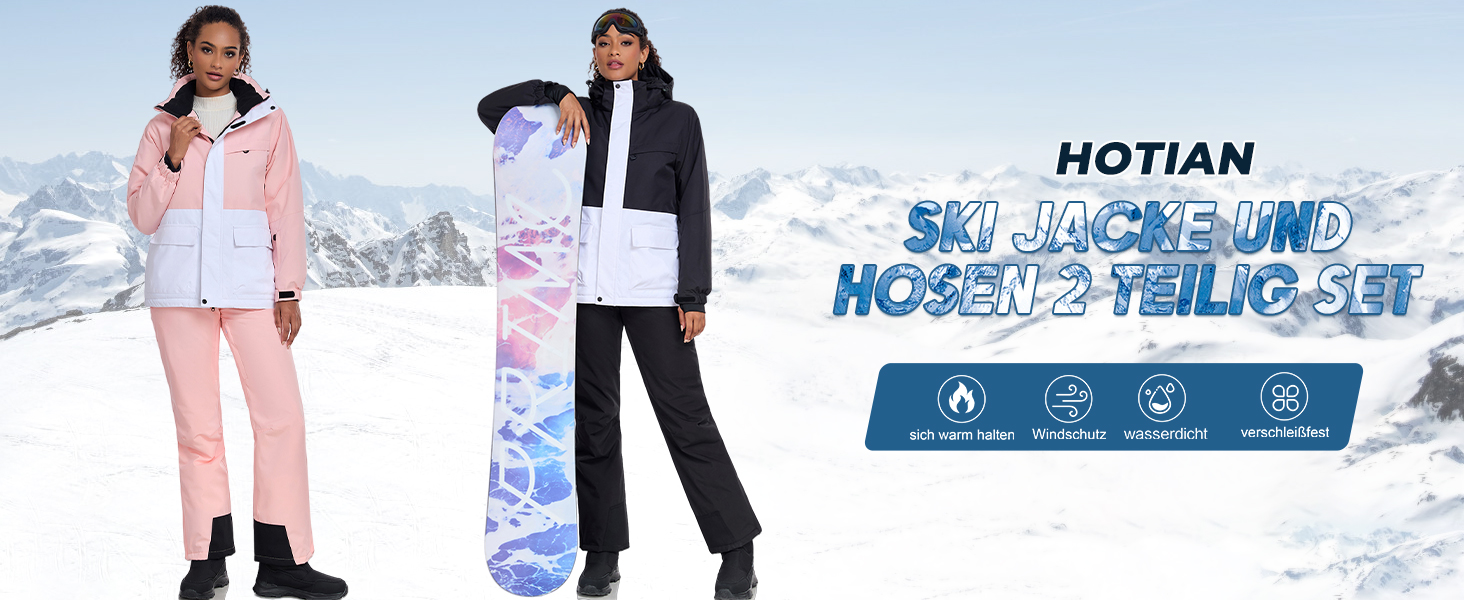 Жіночий комплект гірськолижний: куртка та штани HOTIAN, водонепроникний, вітрозахисний, теплий, для сноуборду та гірськолижного спорту