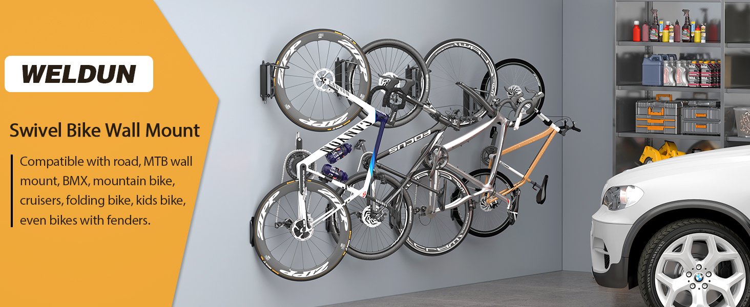 Кріплення для велосипеда на стіну, складна металева підставка для велосипеда, вантажопідйомність 30 кг, поворотна направо/наліво, для зберігання в гаражі