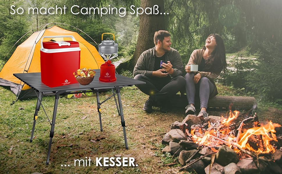 Складний кемпінговий стіл KESSER® 120x70 см, алюмінієвий каркас, антрацит. З сумкою для транспортування