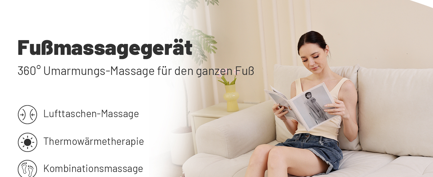 Масажер для ніг BeSokar Shiatsu з пультом, 6D-кнесірування, ролики, повітряна компресія, 3 рівні інтенсивності, теплова терапія