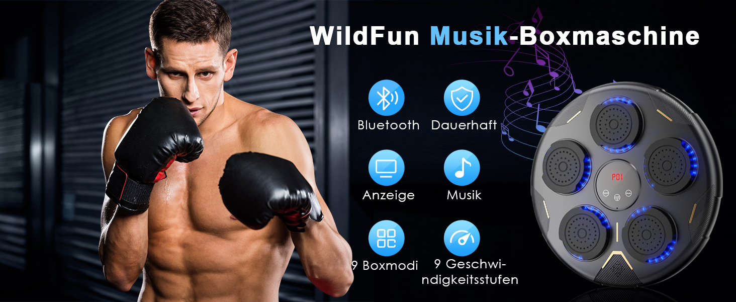 Боксерська машина Wildfun, настінна мішень, Bluetooth, 9 режимів