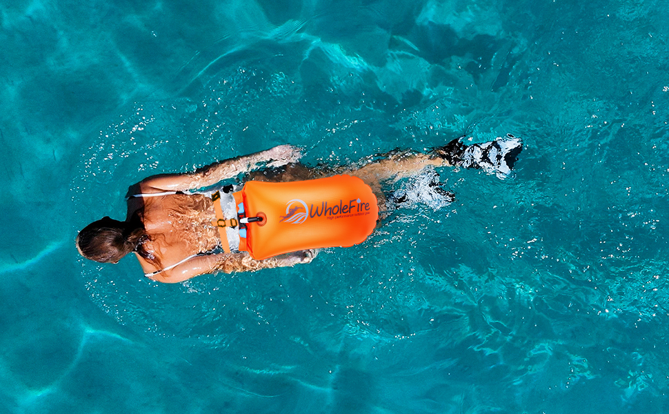 WholeFire 20L Плавуча Сумка для Спорядження, Водонепроникна, Надувна, для Водних Видів Спорту: Плавання, Триатлон, Каякінг, Снорклінг, Помаранчевий