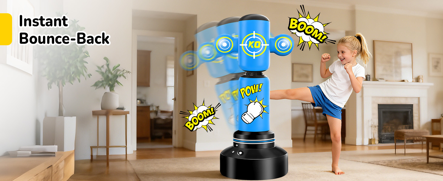 Дитячий боксерський мішок на 360° з підставкою 165 см, комплект з боксерськими рукавичками та електричним насосом, для дітей 6-14 років, ідеальний подарунок для карате