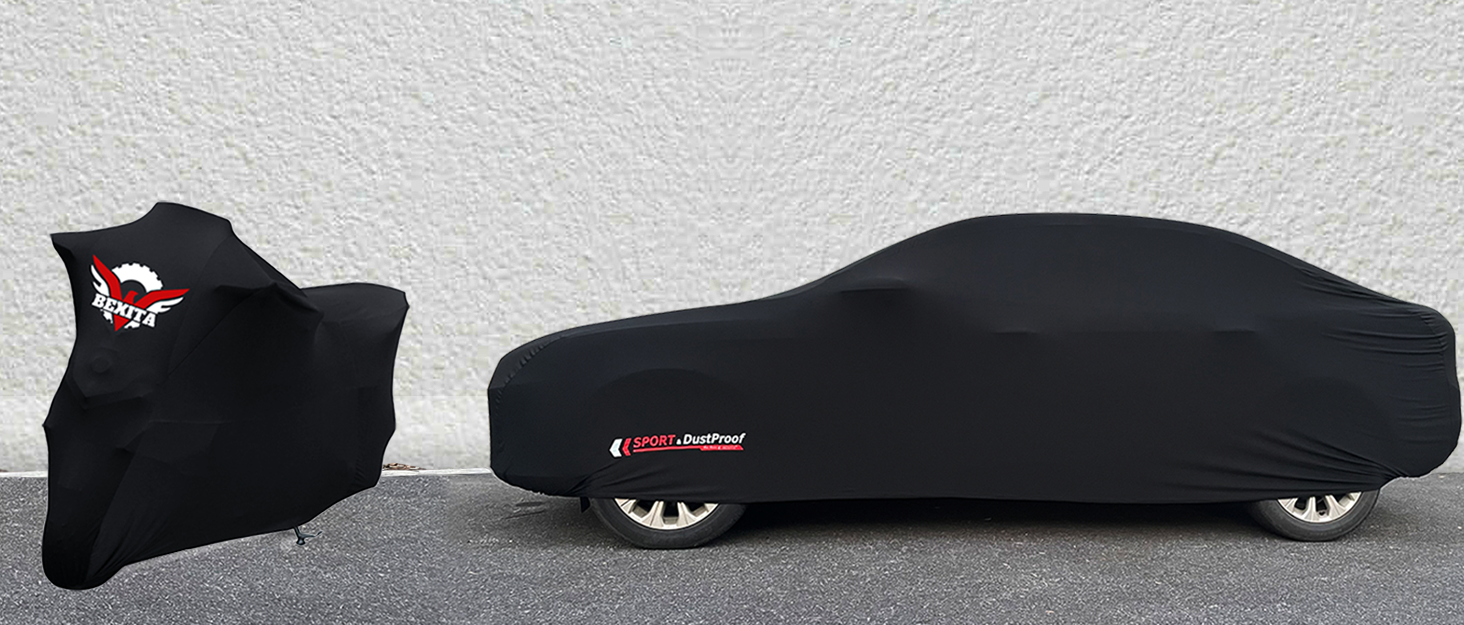 Покривало для мотоцикла та скутера в гараж (XXL, чорний) — дихаюча еластична тканина для захисту від пилу, 200-221 см