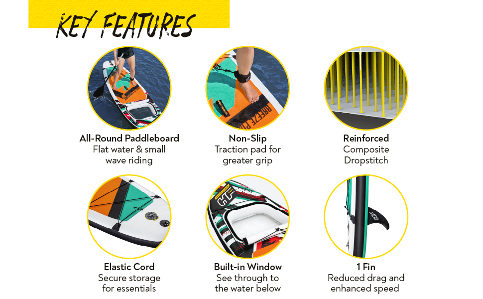 Надувний SUP Bestway Hydro-Force Breeze Panorama: комплект з насосом, сумкою та вікном, різні розміри