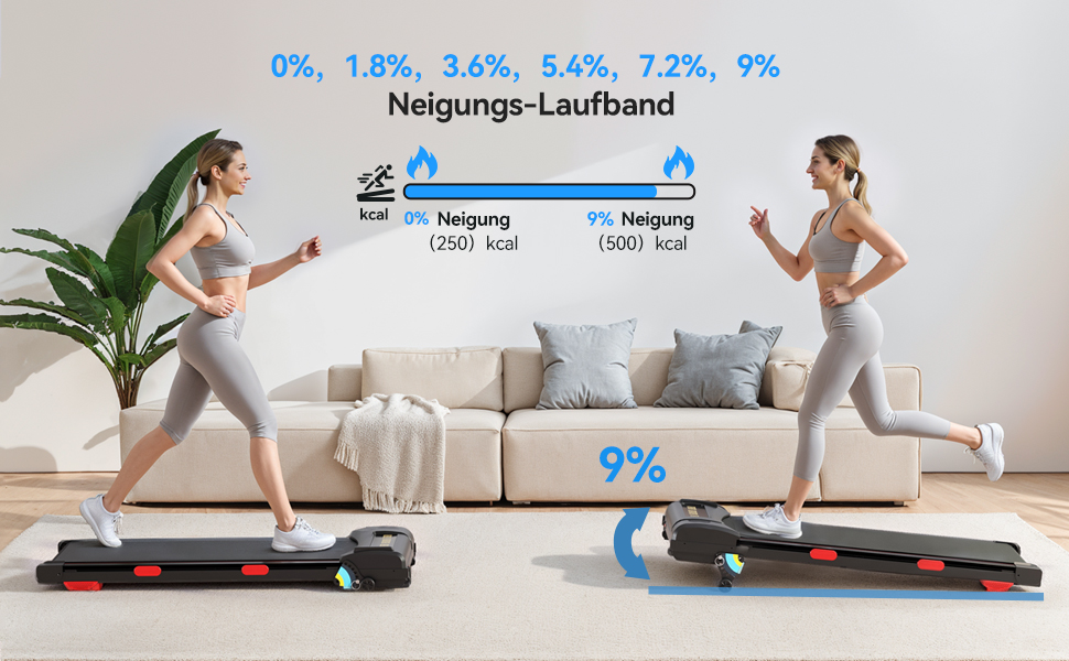 Біговий тренажер Revfit для дому та офісу – Walking Pad 2-в-1, тихий, 1–6 км/год, LED-дисплей з 3 екранами, керування через додаток та пульт, компактний дизайн