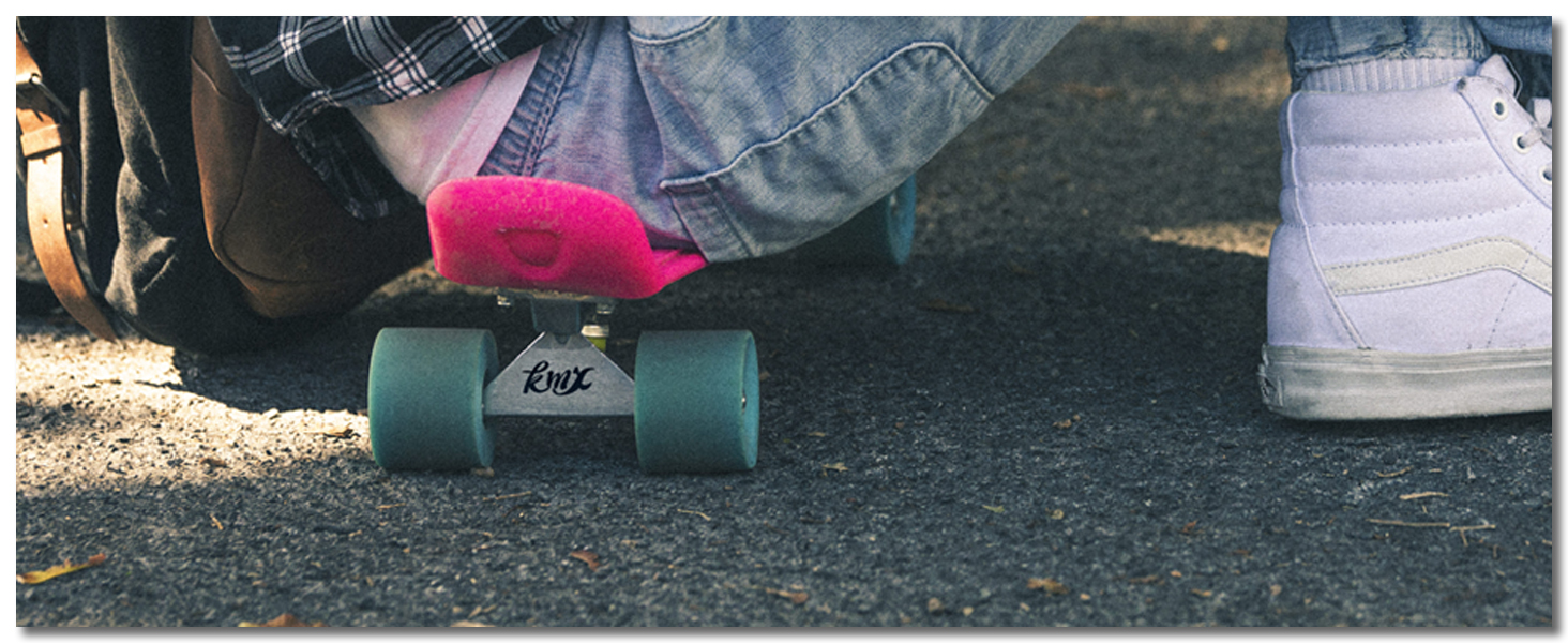 Скейтборд KMX Classic Mini Cruiser 22/27 дюймів для дітей, підлітків та дорослих. Алюмінієві осі, підшипники ABEC-9, колеса 60мм, колір Aqua Blau