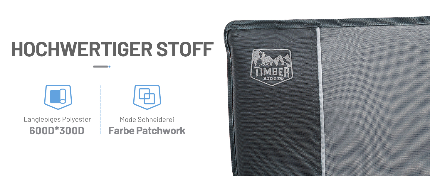 Складний туристичний стілець Timber Ridge 150 кг, висока спинка, з підстаканником та жорсткими підлокітниками. Ідеально для кемпінгу, риболовлі, пікніків, саду, балкону та спортивних заходів (сірий)