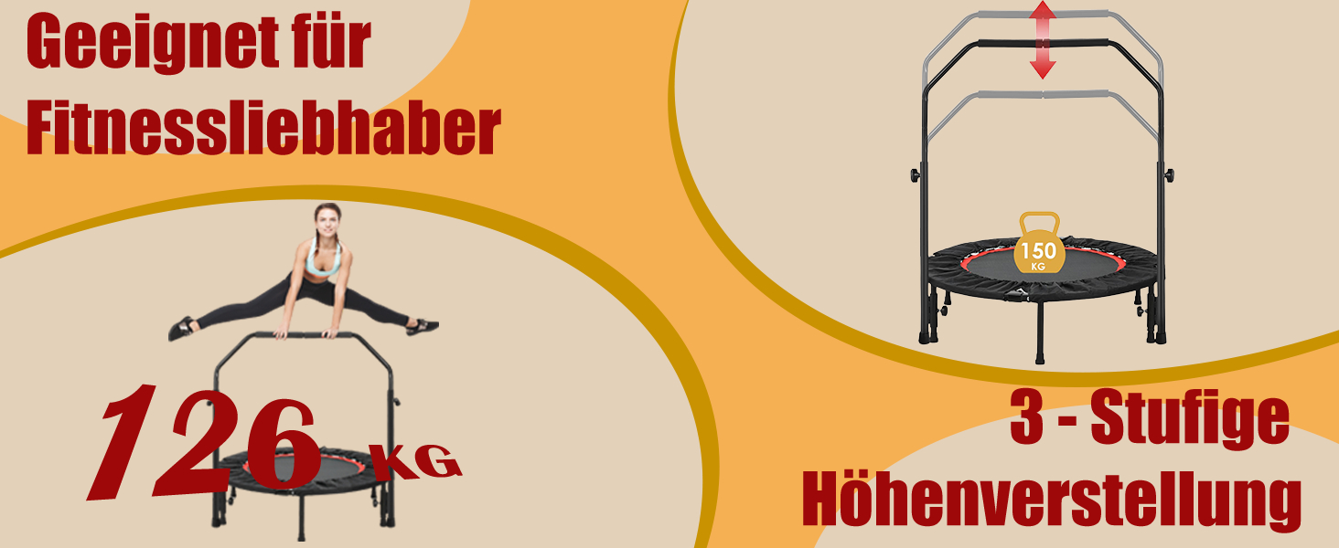 Трамплін для фітнесу LIFERUN Ø101 см, вантажопідйомність 150 кг, з 3 регульованими рівнями ручок, червоний