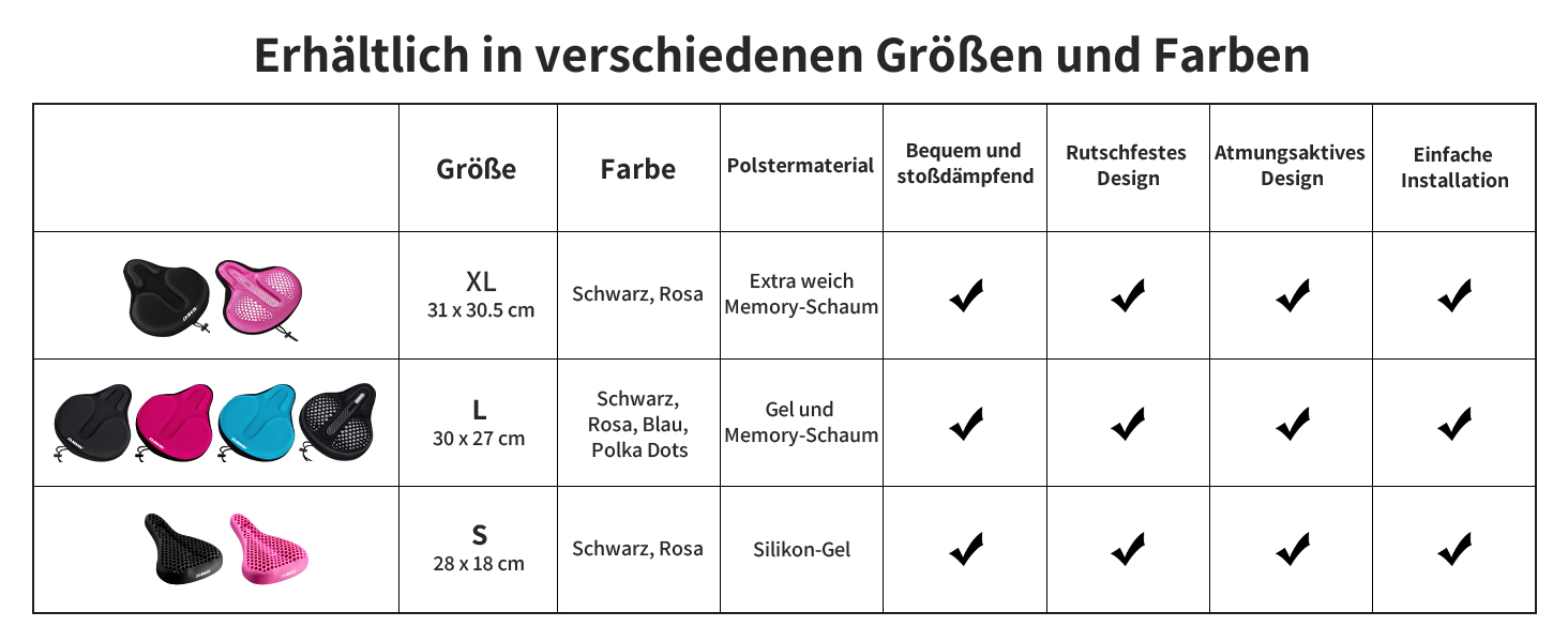 Покриття на сидіння велосипедного крісла Daway з силіконовим гелем та піною Memory Foam - XL/L/M/S, 30 x 27 см, чорний