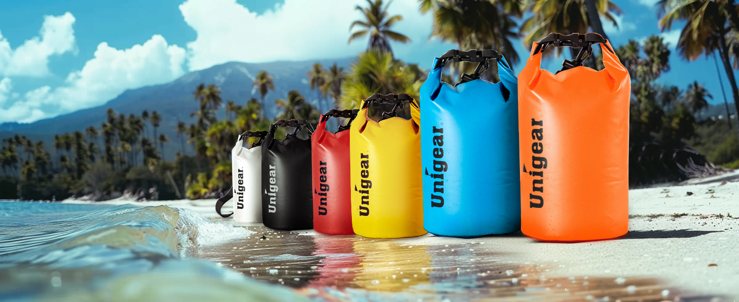 Водонепроникний мішок Unigear Dry Bag 2L/5L/10L/20L/40L – рюкзак, сумка для риболовлі, каякінгу, плавання, кемпінгу та пляжу (40L, світло-блакитний)