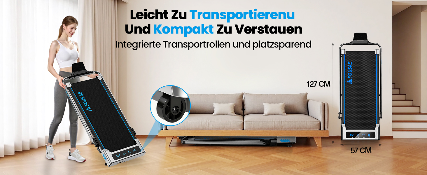 Бігова доріжка для дому 5 в 1 Walking Pad, складана з нахилом 10%, потужність 2.75HP, безщітковий мотор, LED-дисплей, керування через додаток, 12 програм, чорно-синя