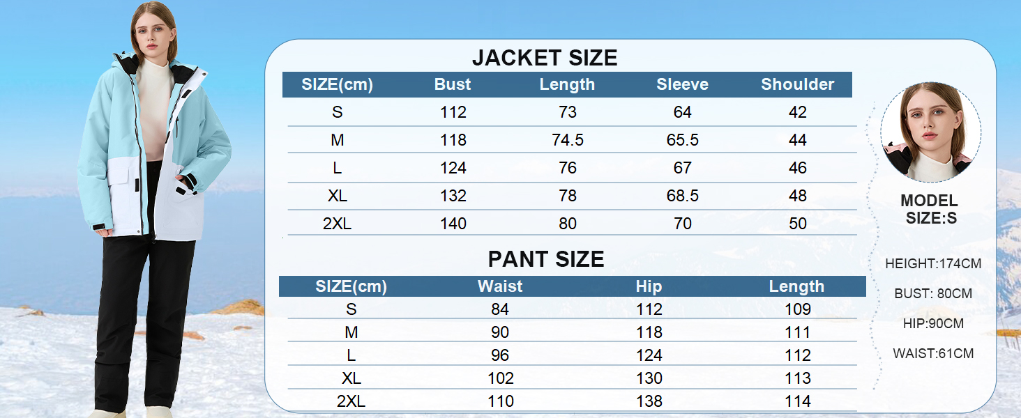 Жіночий гірськолижний костюм HOTIAN 2 в 1: куртка та штани. Водонепроникний, вітронепроникний, теплий. Ідеально для катання на лижах та сноуборді. Колір: BU+BK (синій+чорний)
