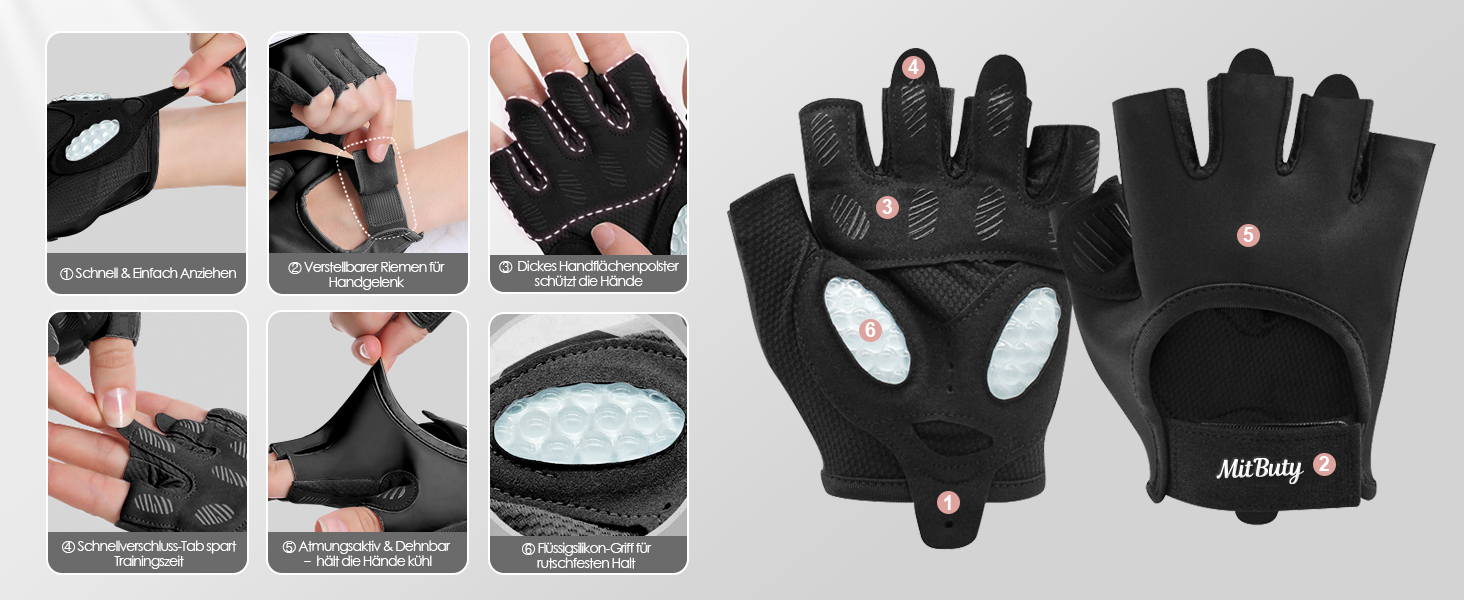 Тренувальні рукавички для чоловіків та жінок – фітнес рукавички для залу, важкої атлетики, кросфіту, силового спорту, спорту та тренувань. Рукавички з антиковзкими силіконовими точками та підкладкою на долоні. Розмір M: 18–19.5 см (Чорний), L: 19.5–21.5 см