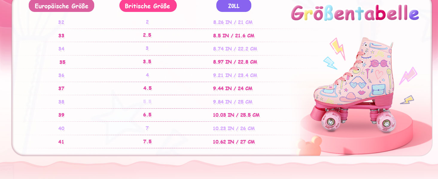 Роликові ковзани XUDREZ з підсвічуванням для дітей та дорослих, рожевий принт, Quad-Skates, регульовані, для дівчаток, дам та початківців, розмір 34