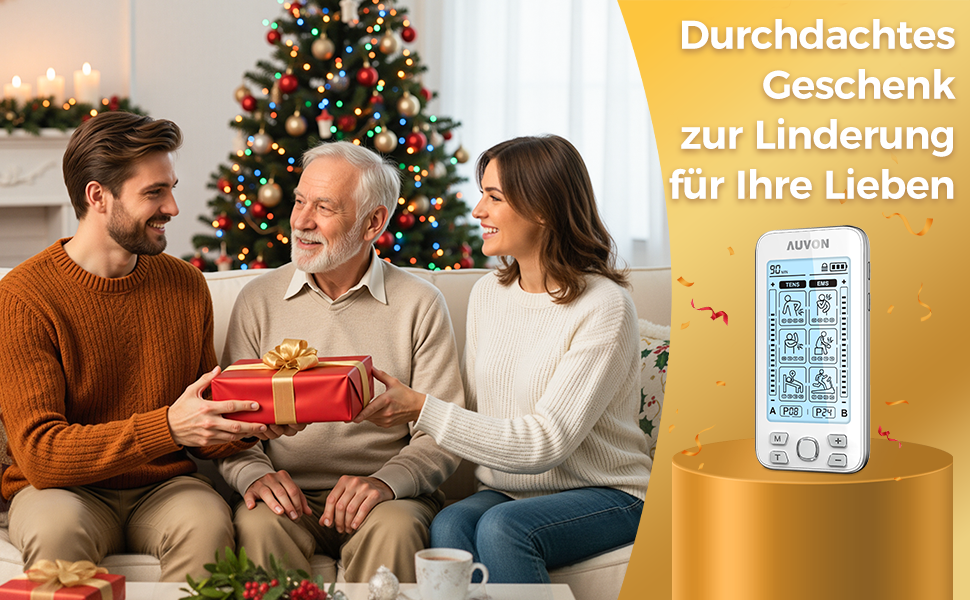 AUVON TENS/EMS масажер для тіла: 24 режими, 10 електродів, зняття болю, терапія, білий