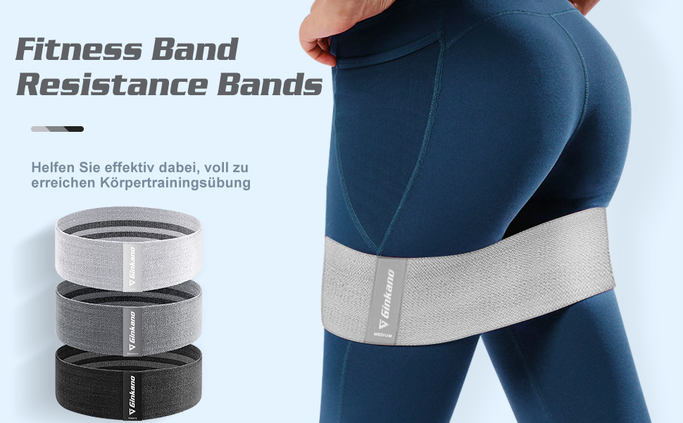 Еластичні гумки для фітнесу та силових тренувань: набір для стегон, ніг, пілатесу, йоги (Schwarz, Weiß, Grau)