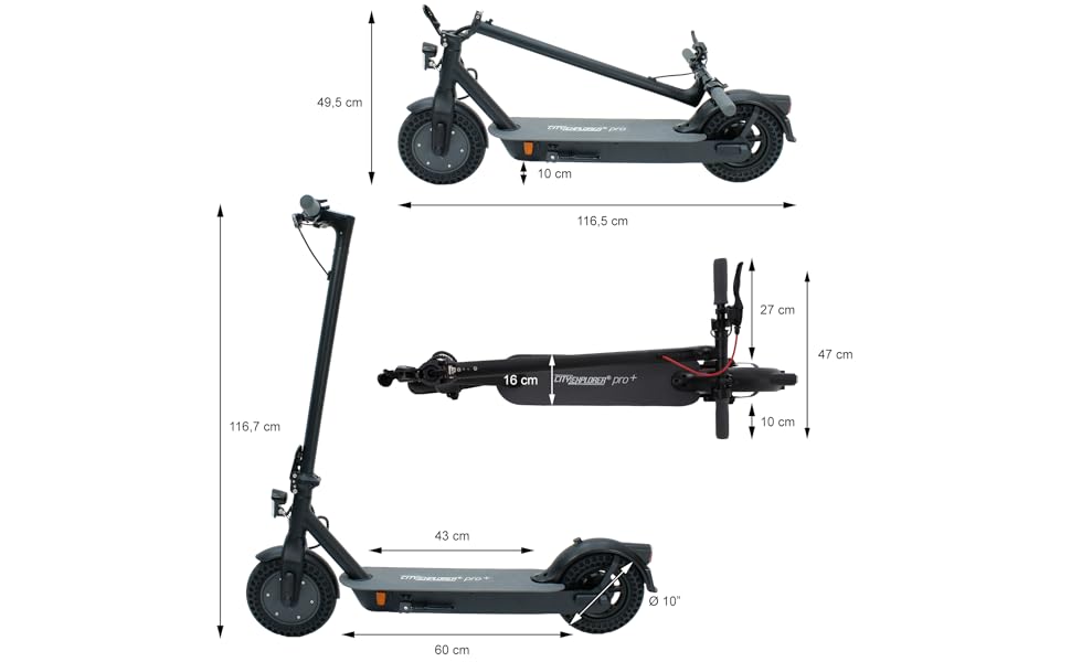 Електросамокат ECD Germany City Explorer Pro, ABE, шина 8.5/10', складний