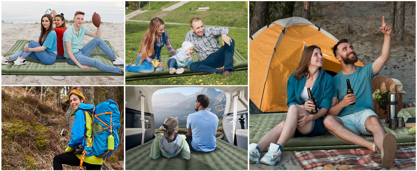 Каремат туристичний Isomatte самонадувний, 12 см, товстий, вологостійкий, з насосом для ніг та подушкою, антиковзаюча поверхня, для кемпінгу, пікніків, відпочинку на природі, армійного кольору