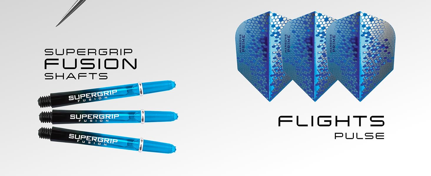 Дарти Harrows Pulse 90% Tungsten - сталеві дротики з кейсом 21/22/23/24/25/26г + Supergrip Fusion та Prime Flights
