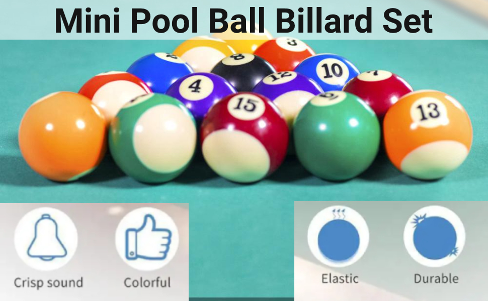 Мініатюрні кульки для більярду з смоли, 16 шт. Комплект для міні більярду, 38 мм, екологічні, аксесуари для більярду, ігрових кімнат, барів, спорту