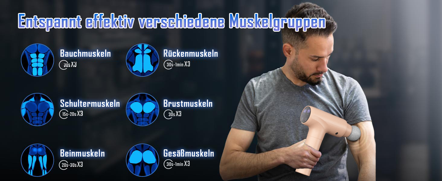 Масажер для м'язів з підігрівом, електричний масажний пістолет з LED-екраном, 20 швидкостей, 10 насадок, сумка, тихий (рожевий)