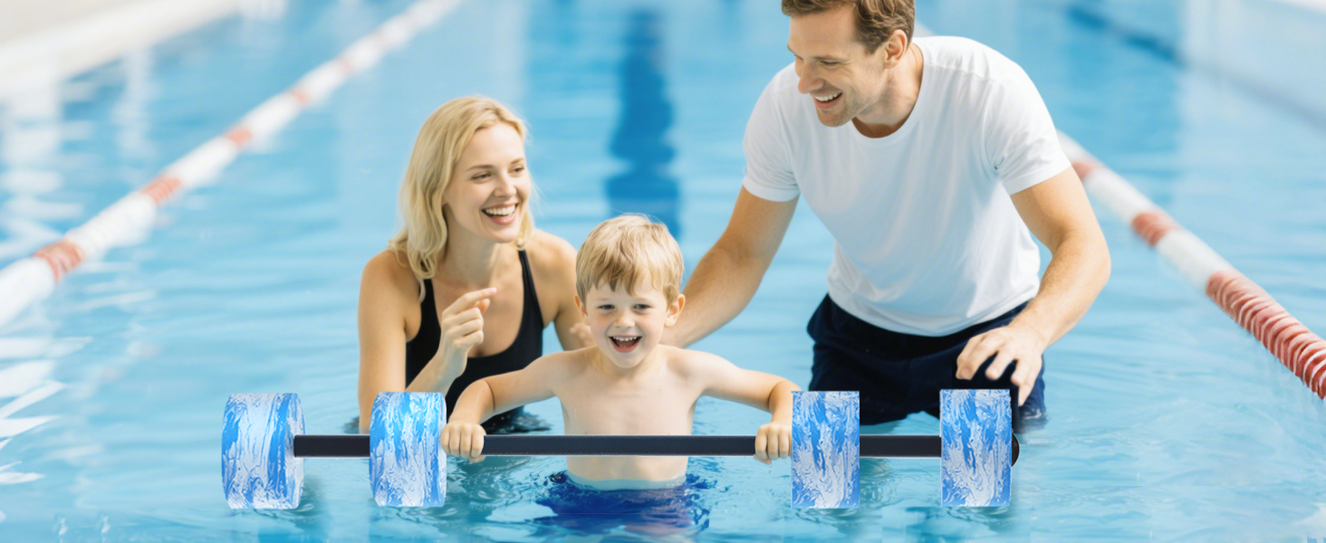 Набір аквагантелів HAPBEAR 3-в-1 з'єднувальною штангою (2 шт.) – для аквафітнесу, реабілітації та плавання, блакитний