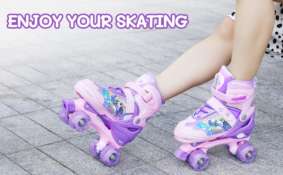 Дитячі ролики Kinder для дівчаток та жінок, 4 розміри, регульовані ролики для початківців, фіолетовий XL (35-39 EU), 215-245 мм