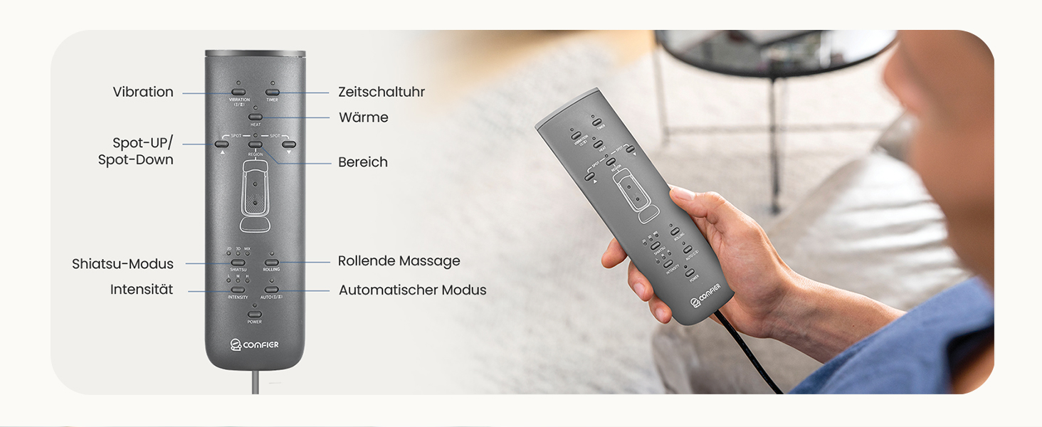 Крісло-масажер Comfier Shiatsu з підігрівом та функцією глибокого масажу, 2D/3D, для дому та офісу
