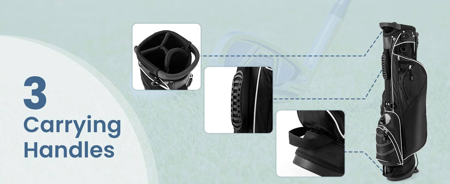 LIFEZEAL Гольф-сумка: портативна сумка для ключок з 4 перегородками, сумка-станд для гольфу з регульованим плечовим ременем, легка чорна сумка для чоловіків та жінок
